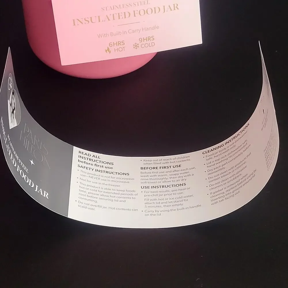 Paris Hilton 16 oz Pink Insulated Food Jar Shimmer Fairy Princess Hearts NEW‎
